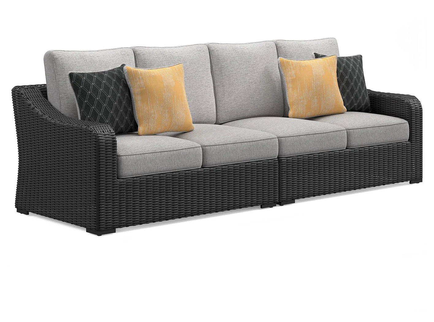 Beachcroft – 2-Piece Outdoor Loveseat with Cushion – Black / Light Gray