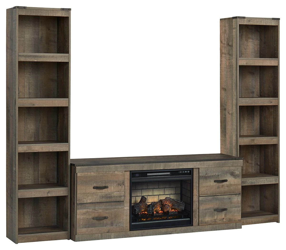 Trinell - 3-Piece Entertainment Center With Electric Fireplace - Brown - Image 1
