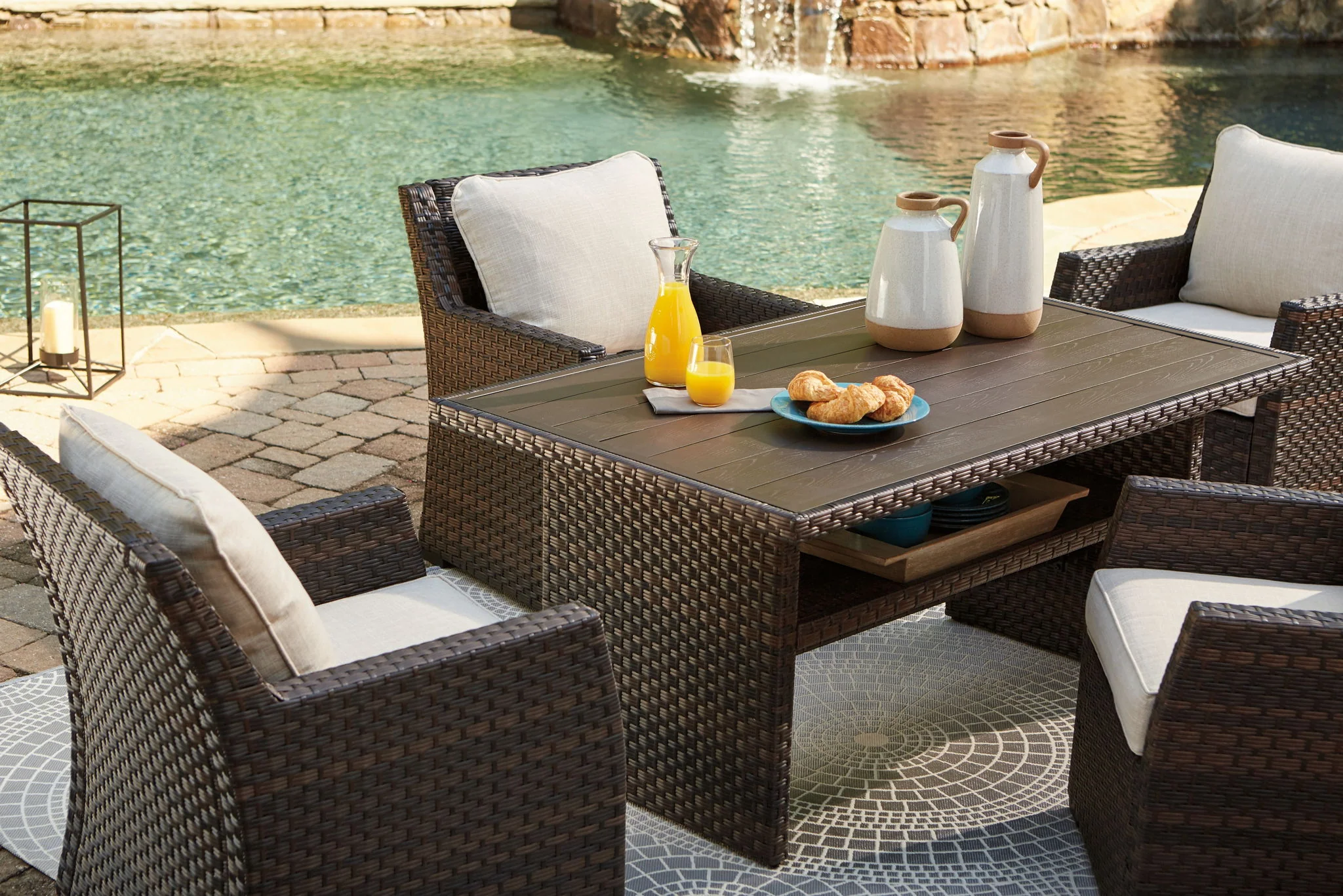 Easy Isle - RECT Multi-Use Table - Dark Brown / Beige - Image 2