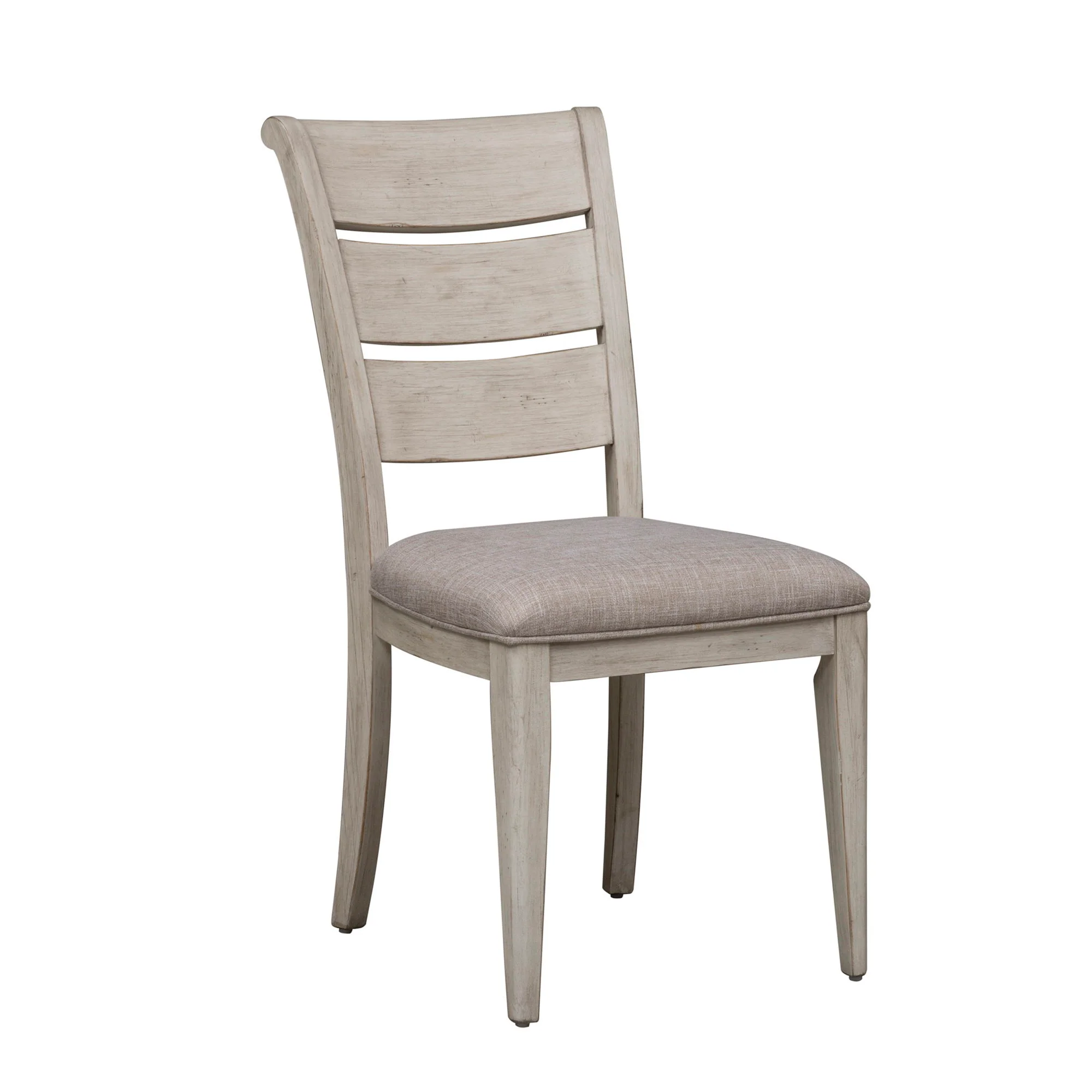 Farmhouse Reimagined - Ladder Back Upholstered Side Chair - Antique White / Chestnut Tops - Image 1