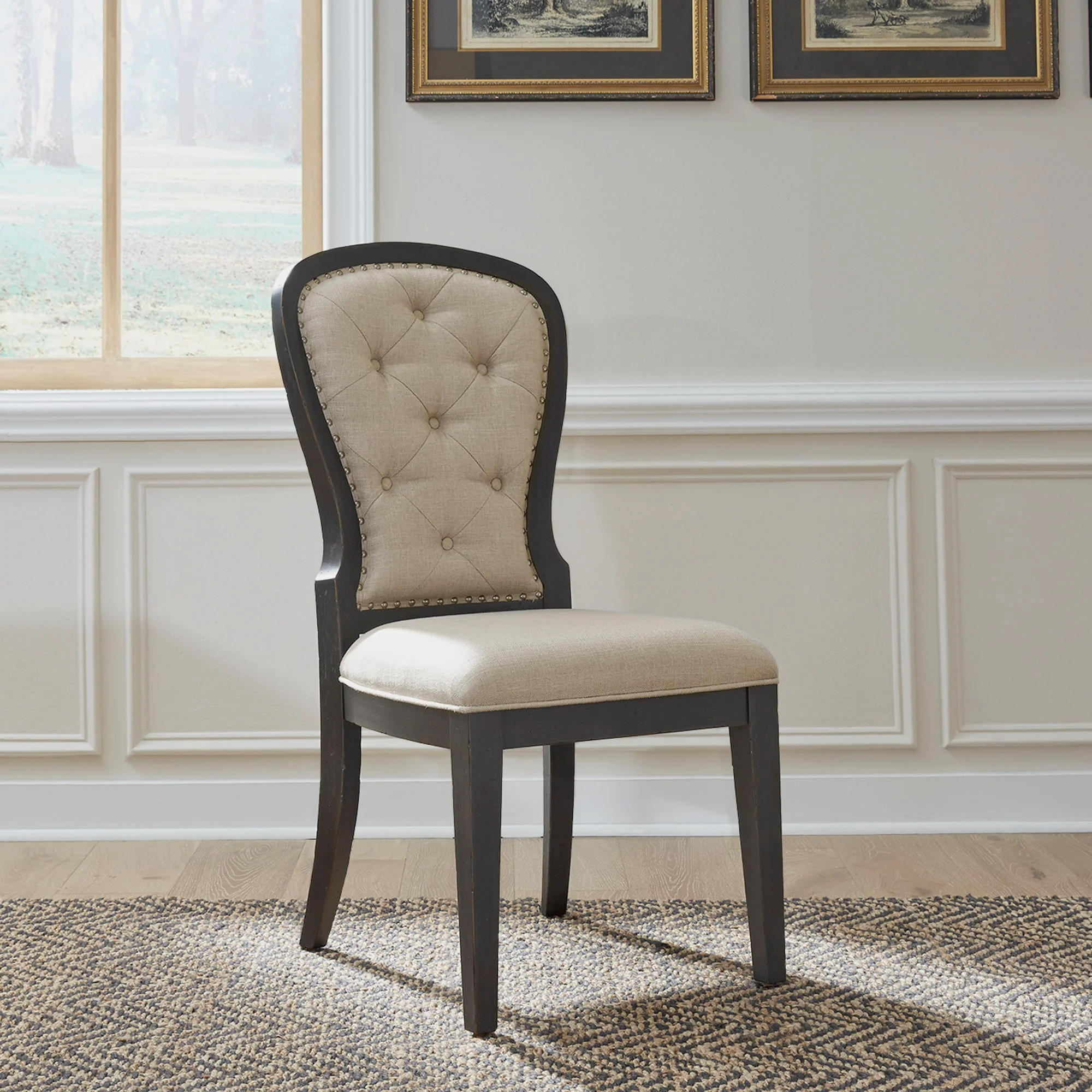 Americana Farmhouse - Upholstered Tufted Back Side Chair - Image 2
