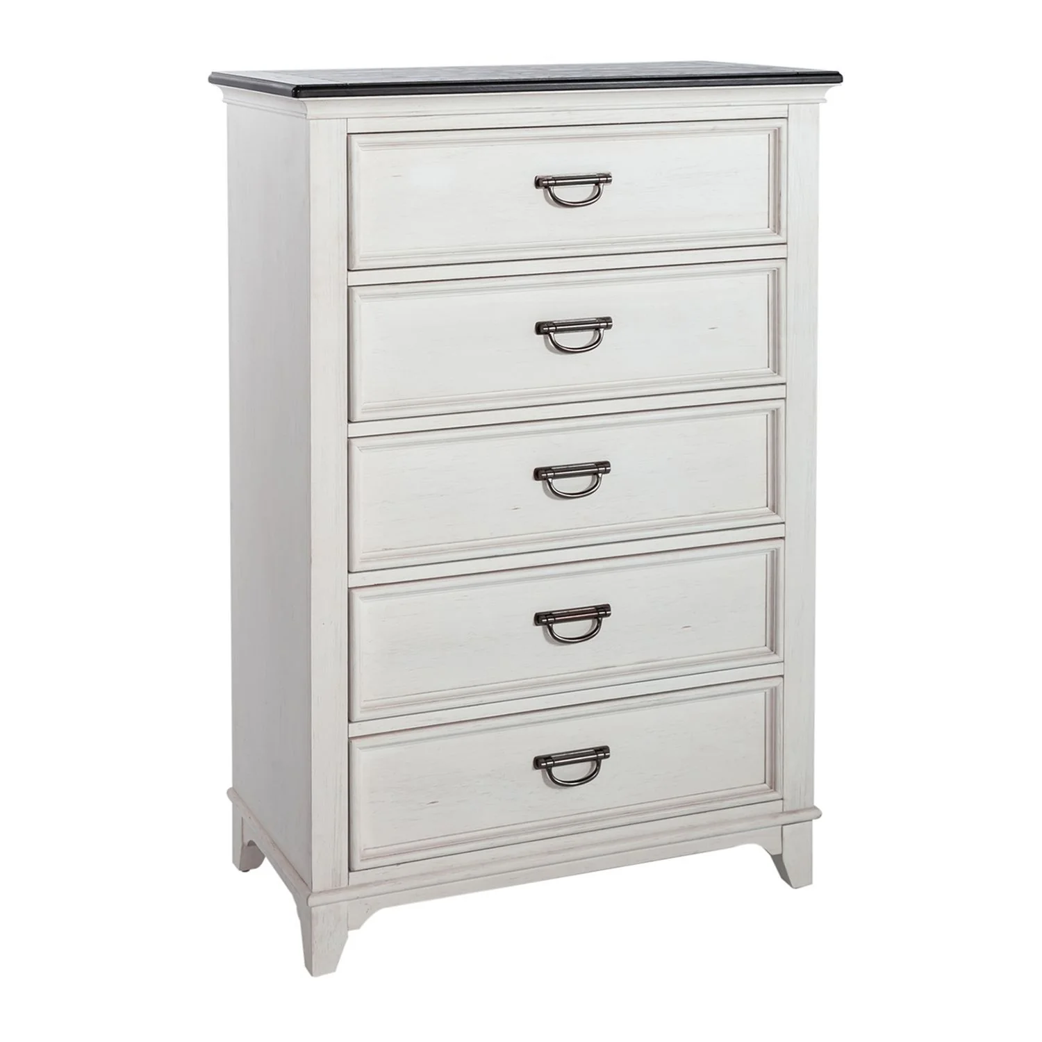 Allyson Park - 5 Drawer Chest - Wirebrushed White / Charcoal - Image 3