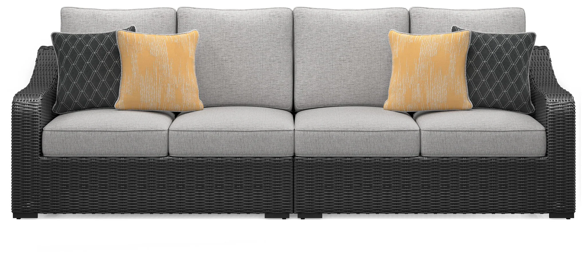 Beachcroft - 2-Piece Outdoor Loveseat with Cushion - Black / Light Gray - Image 3