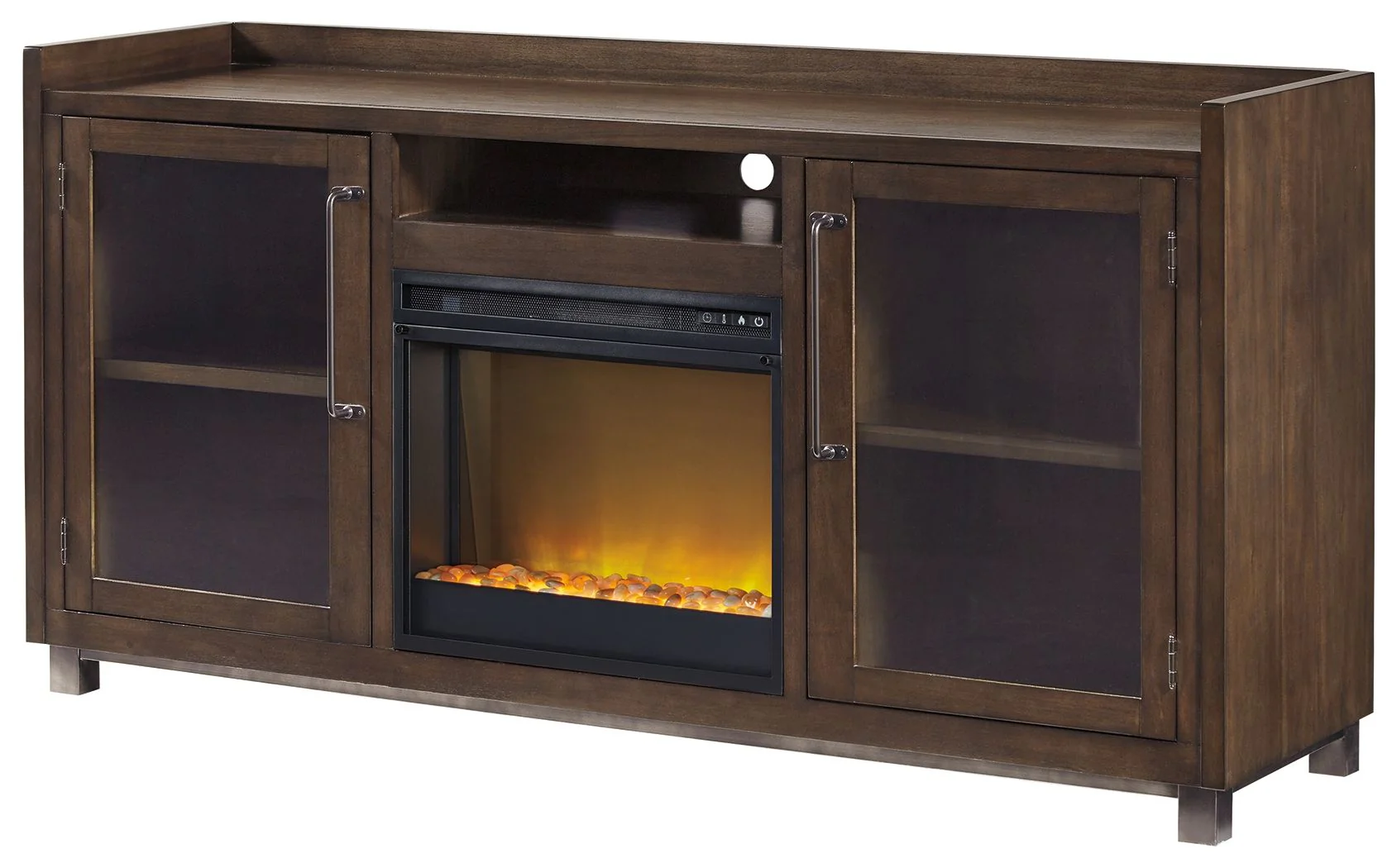 Starmore - 70" TV Stand With Glass/Stone Fireplace Insert - Brown - Image 1