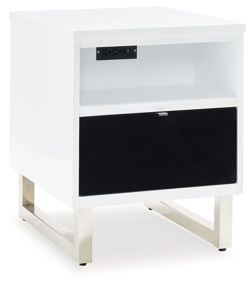 Gardoni – Chair Side End Table – White / Black