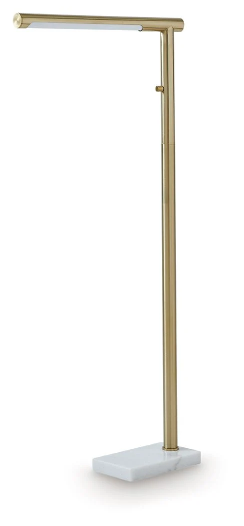 Santiford – Metal Floor Lamp – Gold Finish / White