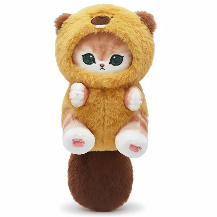 Mofusand Kawaii Beaver Cat Plush 9" - Image 1