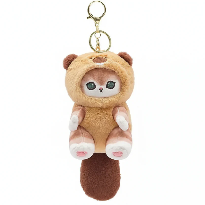 Mofusand Beaver Cat Plush Keychain - Image 1