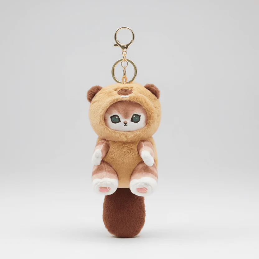Mofusand Beaver Cat Plush Keychain - Image 2