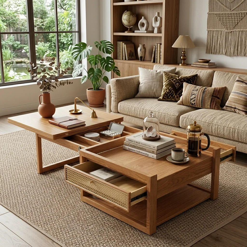 Zen Frame Modular Design Wood Tea Table - Image 1