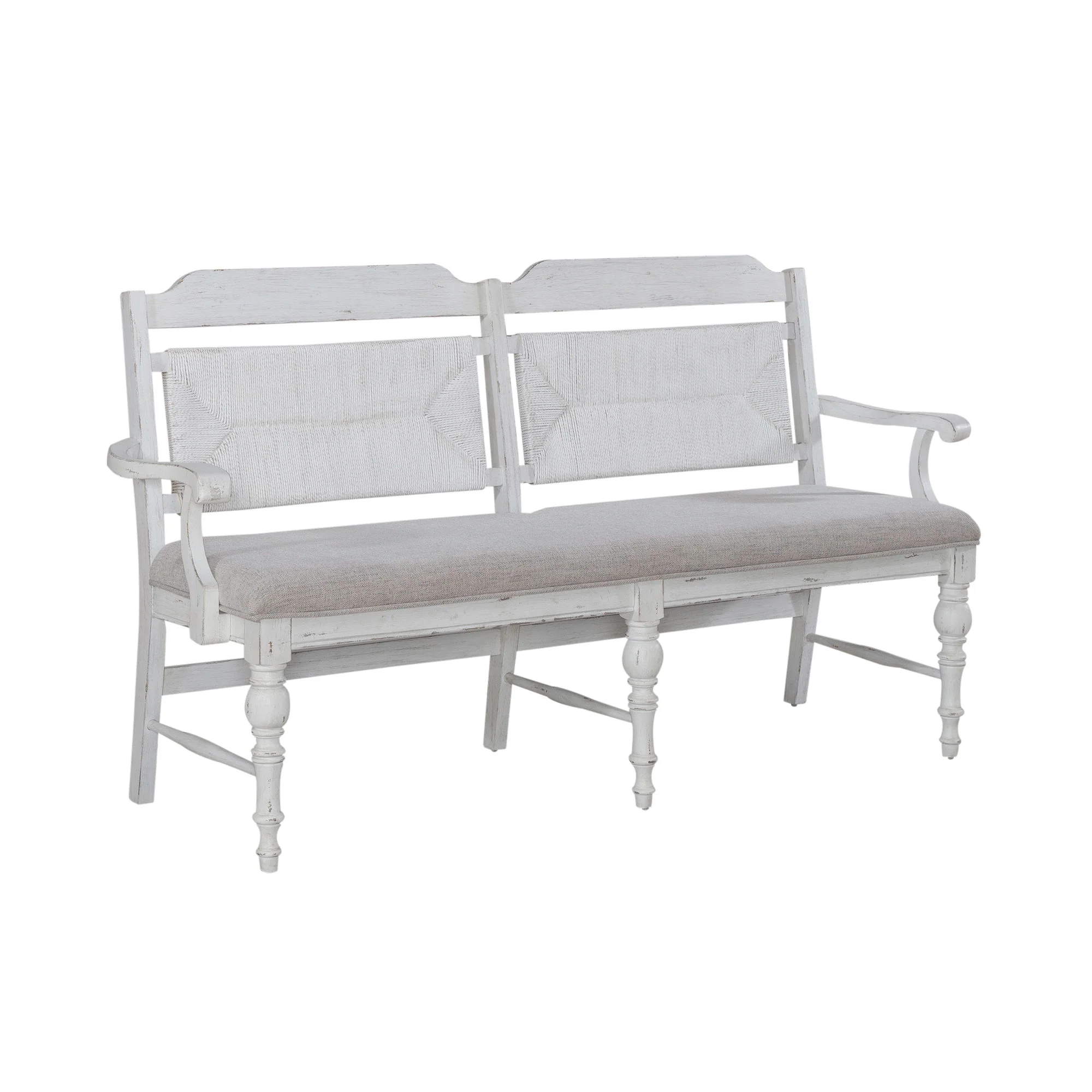 River Place - Panel Back Bench - Riverstone White & Tobacco - Image 3