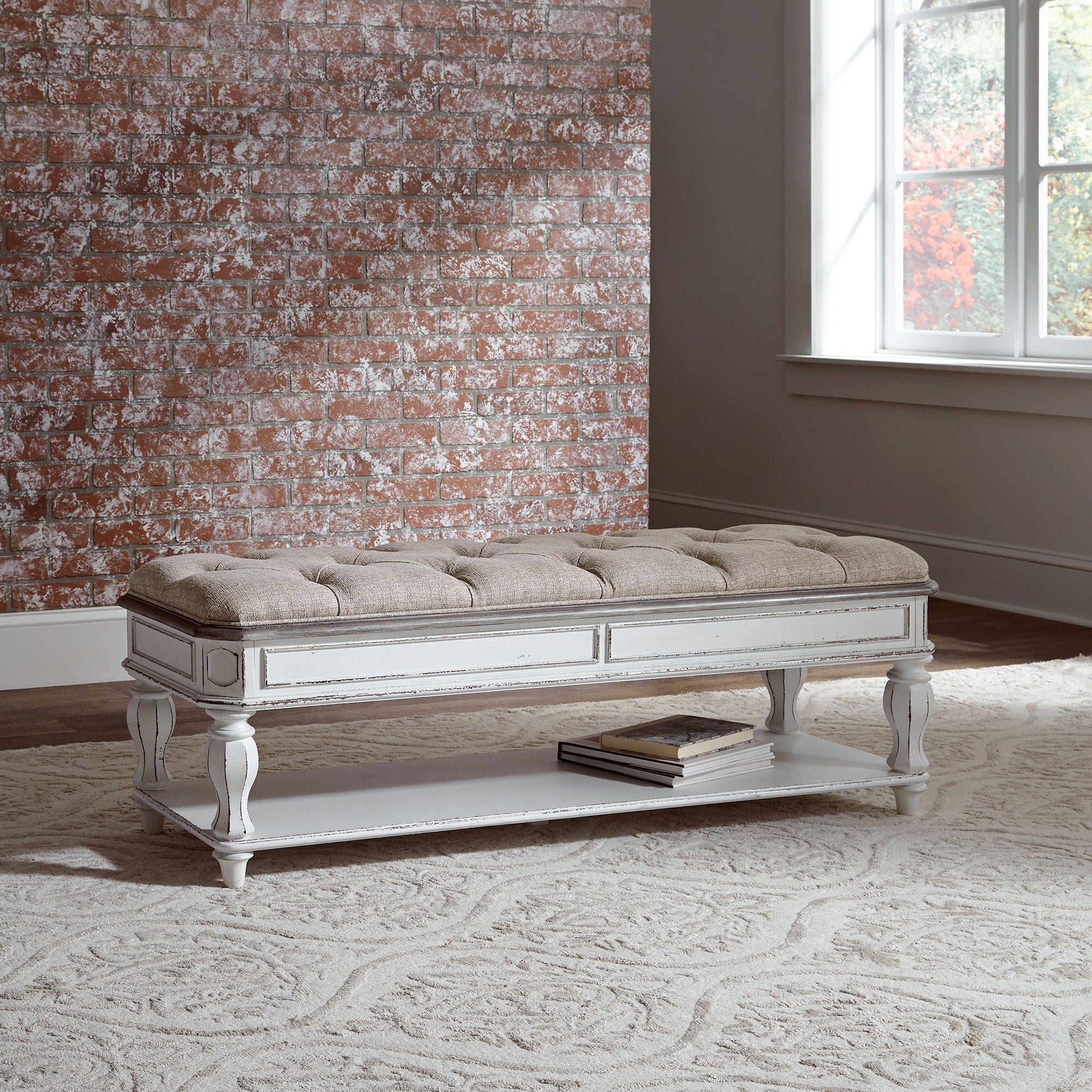 Magnolia Manor - Bed Bench - Antique White - Image 1