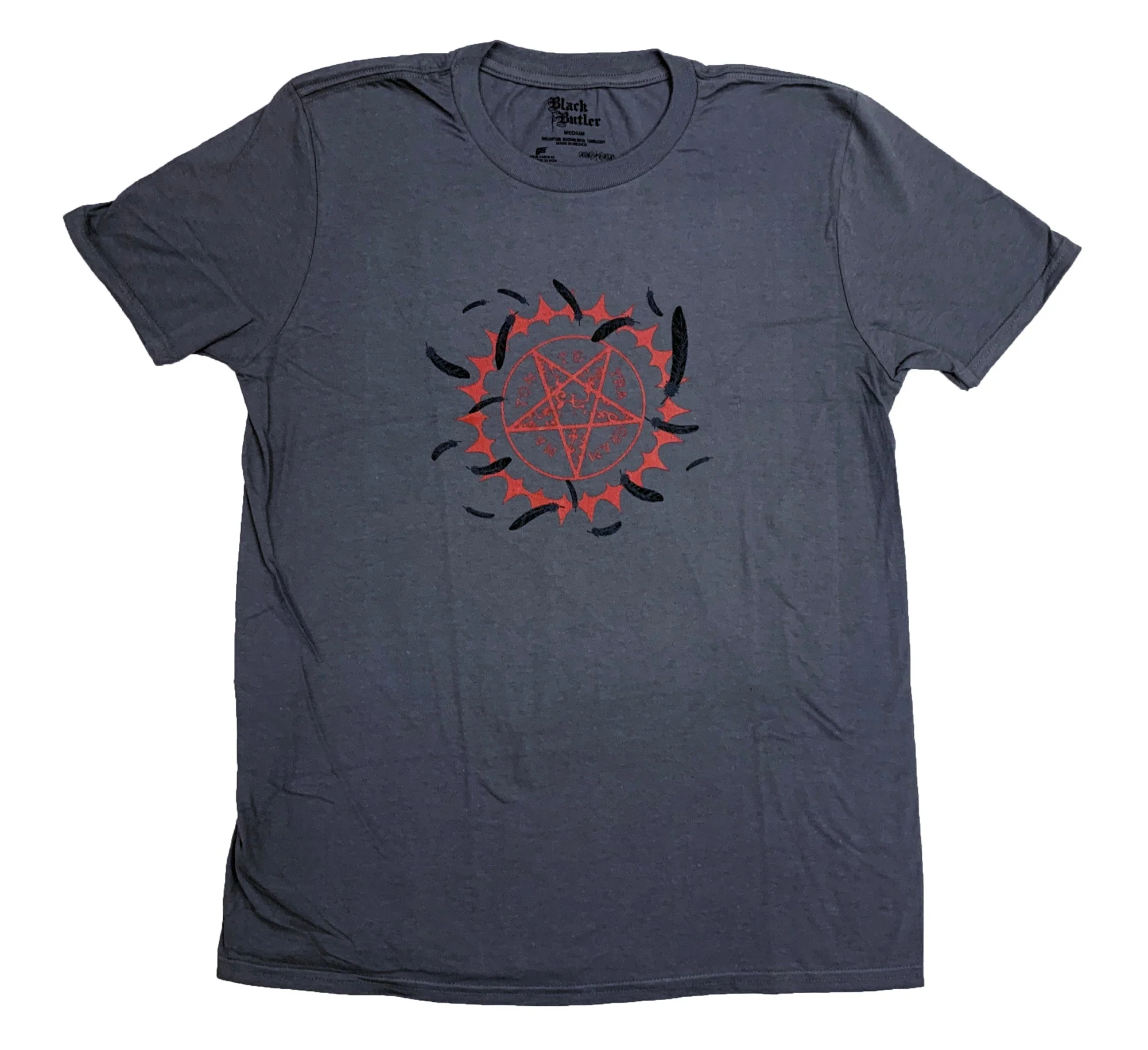 Black Butler Curse Symbol and Feathers Anime Adult T-Shirt - Image 1