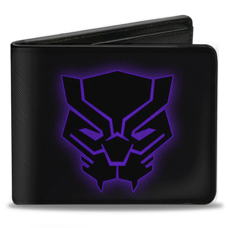 Black Panther Icon Outline Marvel Avengers Bi-Fold Wallet - Image 1