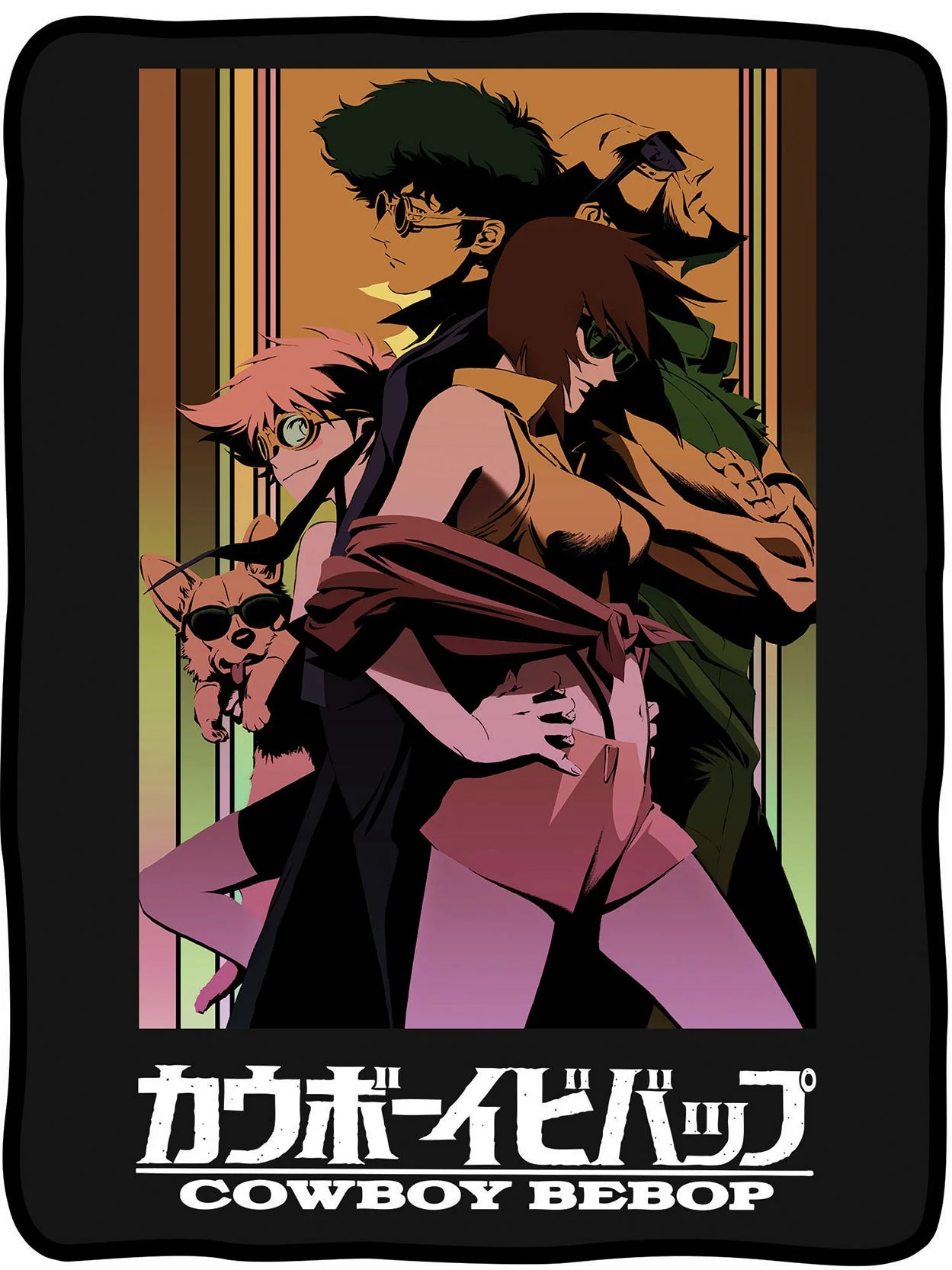 Cowboy Bebop Group Faye Spike Edward Ein Jet Black Fleece Throw Soft Lightweight Blanket 45x60 Inches - Image 1