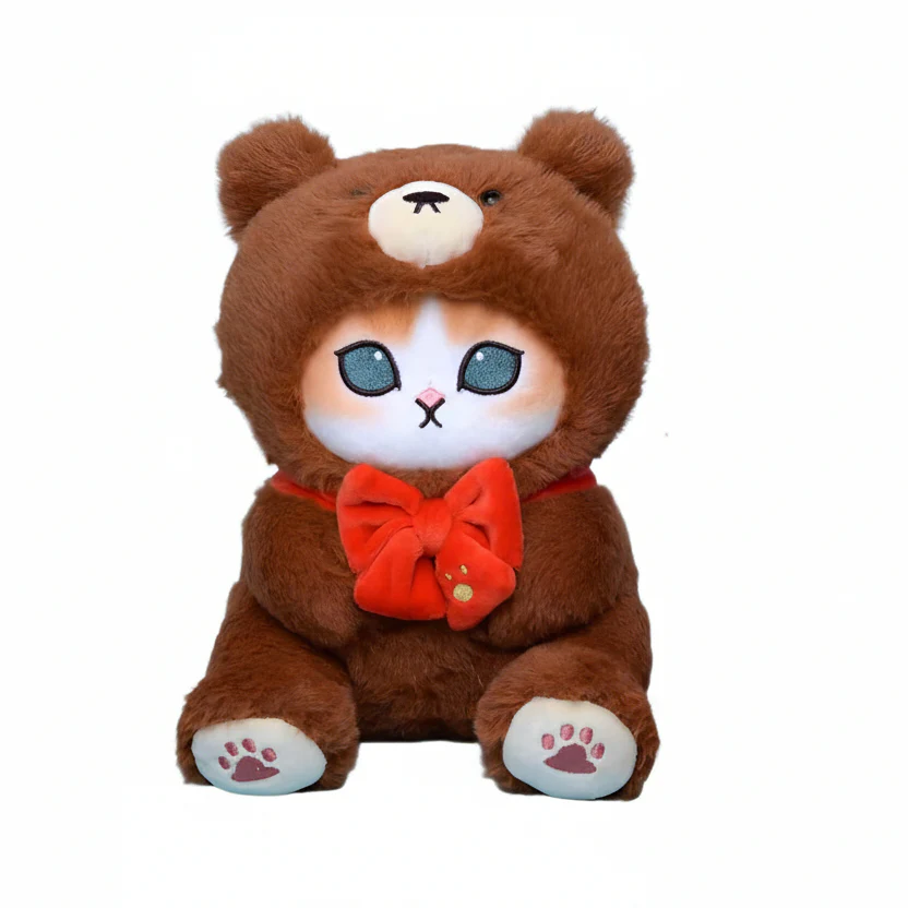 Mofusand Brown Bear Cat Plush Keychain - Image 1