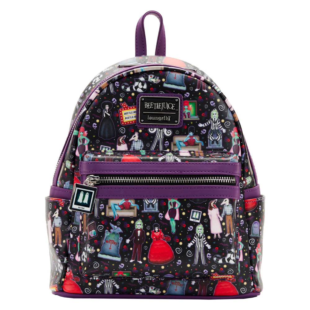 Loungefly Beetlejuice Icons Mini Backpack Bag Purse - Image 1