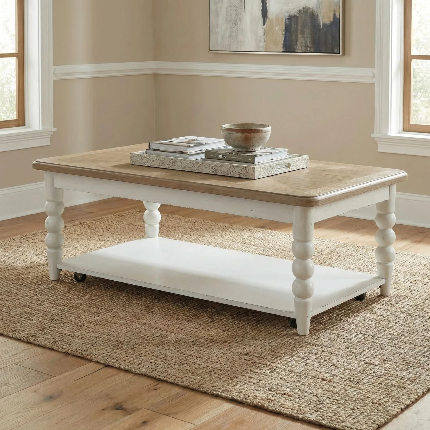 Turnberry Park - Rectangular Cocktail Table - Washed White - Image 1