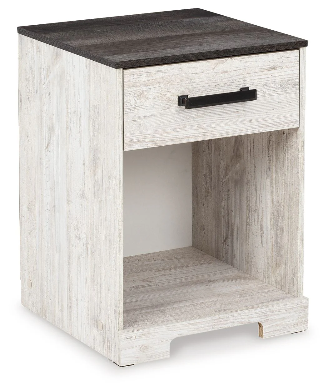 Shawburn – One Drawer Night Stand – Whitewash / Charcoal Gray