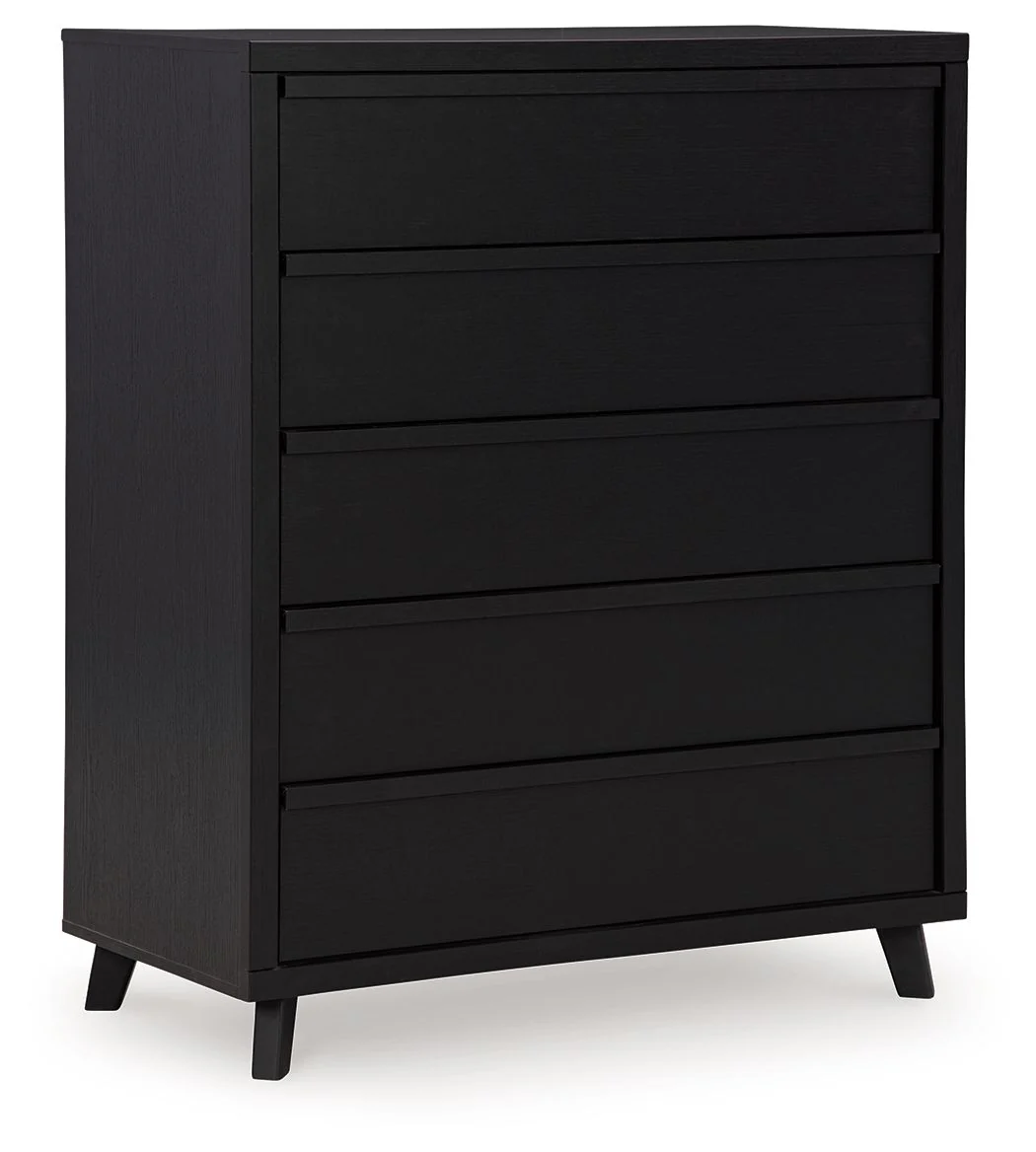 Danziar - Five Drawer Wide Chest - Black - Image 1