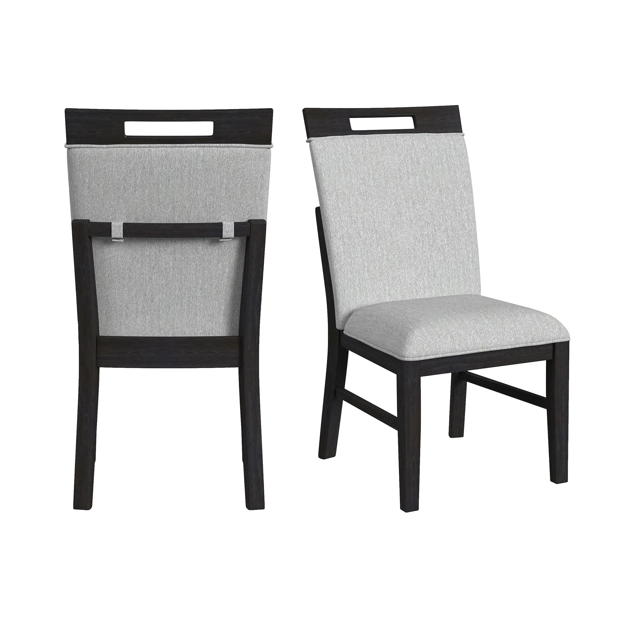 Transcend – Dining Side Chair With Fabric (Set of 2) – Charcoal And Light Gray