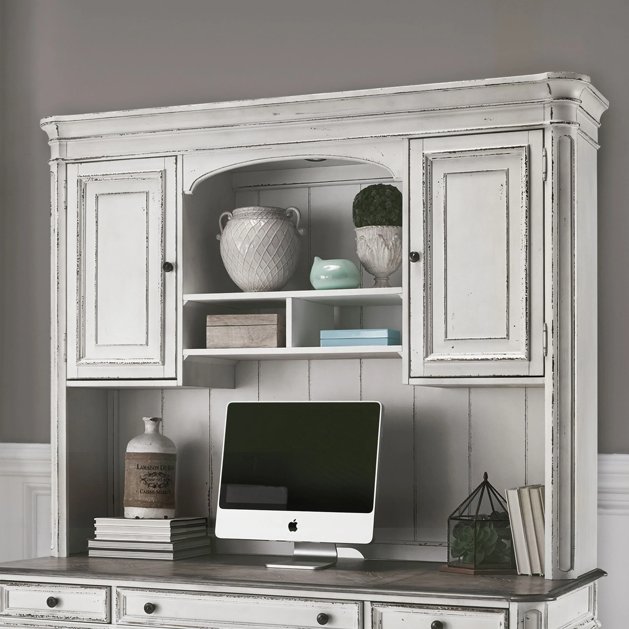 Magnolia Manor - Jr Executive Credenza Hutch - Antique White - Image 1