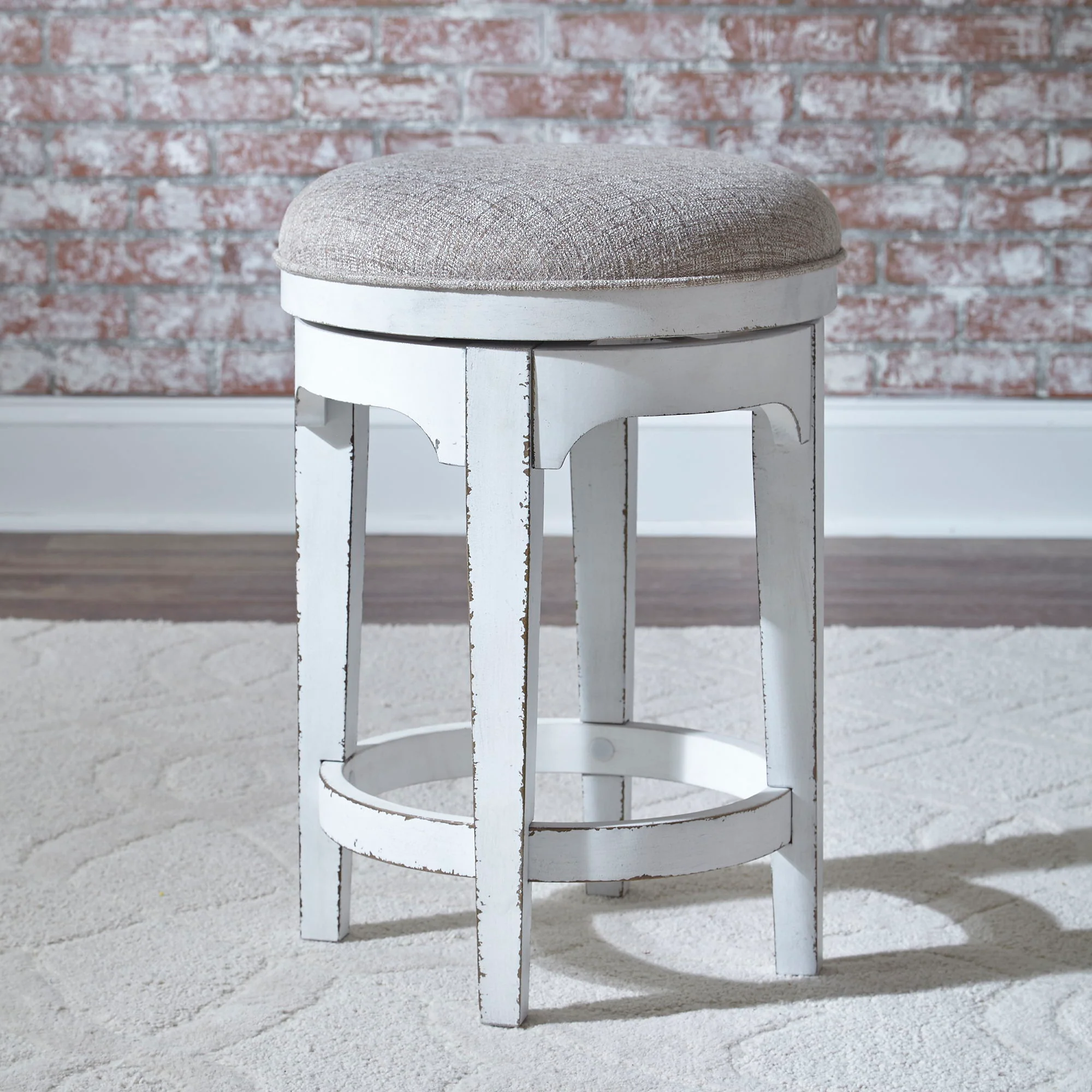 Magnolia Manor - 4 Piece Console Set (1 Console 3 Stools) - Antique White - Image 3