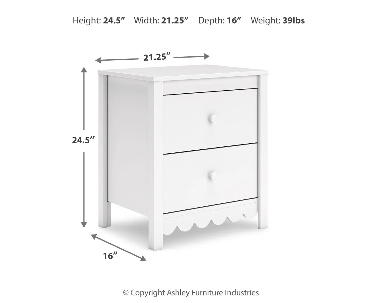 Hallityn - Two Drawer Night Stand - White - Image 2