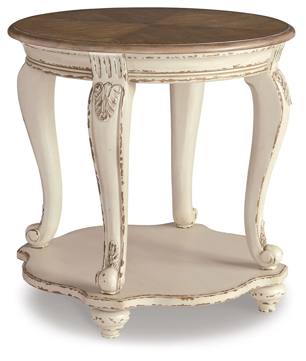 Realyn - Round End Table - White / Brown - Image 1