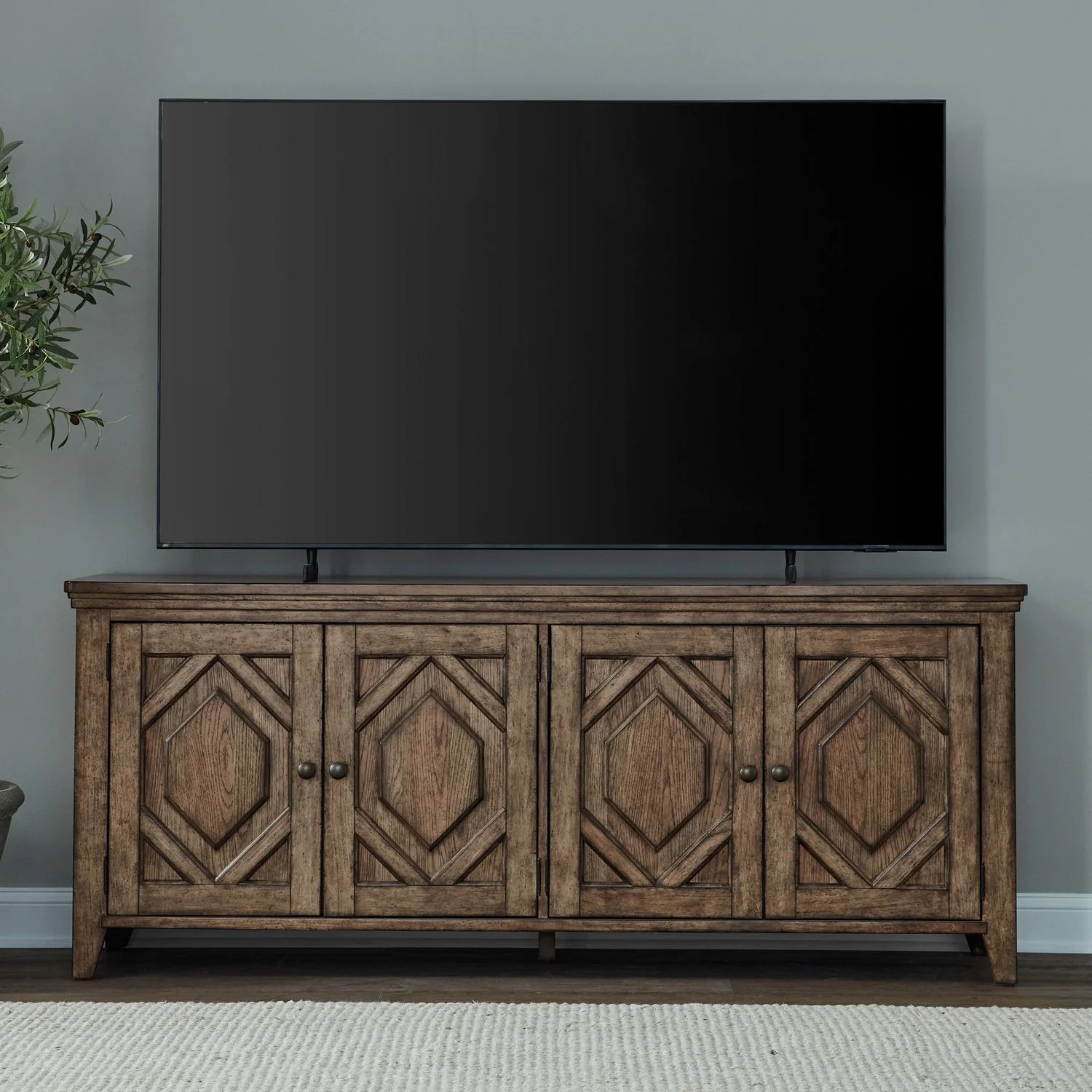 Carolina Park – 78″ TV Console – Amber Brown