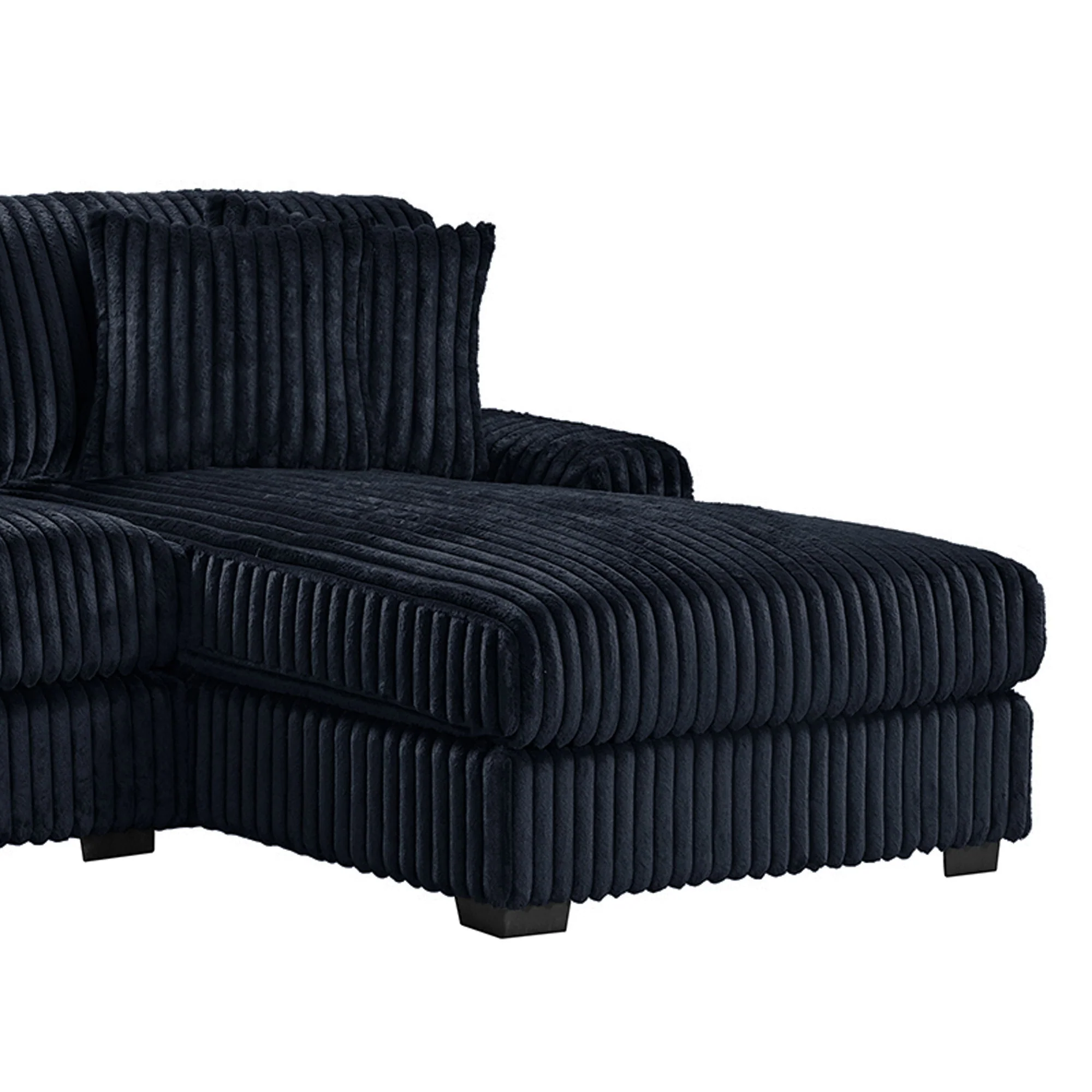 Nightfall - RHF Chaise With 2 Self Pillows 20" - Grand Cord Black - Image 3