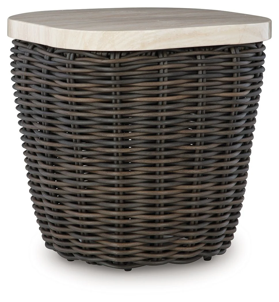 Kimora - Square End Table - Beige / Dark Brown - Image 1