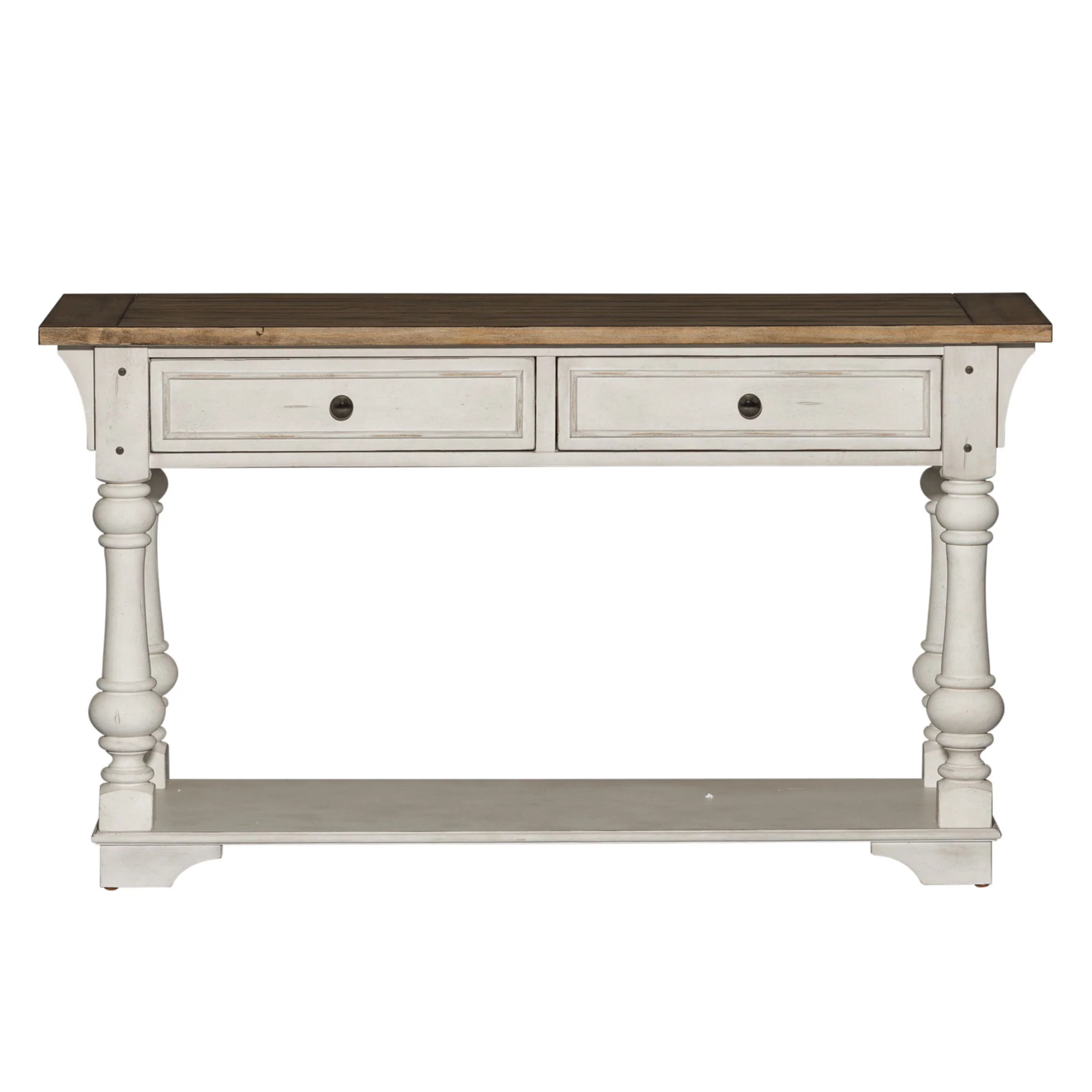 Morgan Creek – Sofa Table – Antique White / Wirebrushed Tobacco Accents