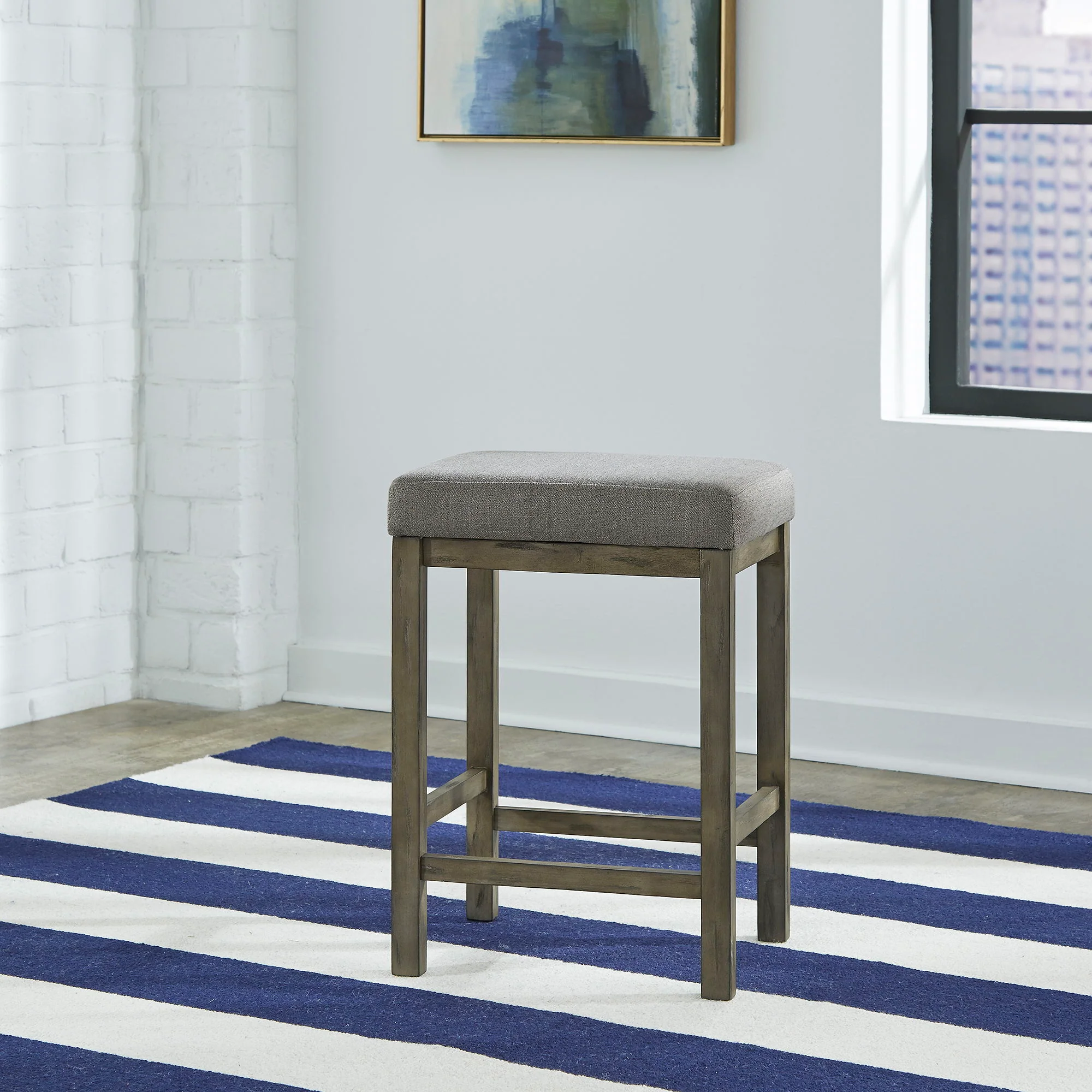 Hayden Way – Upholstered Console Stool – Gray