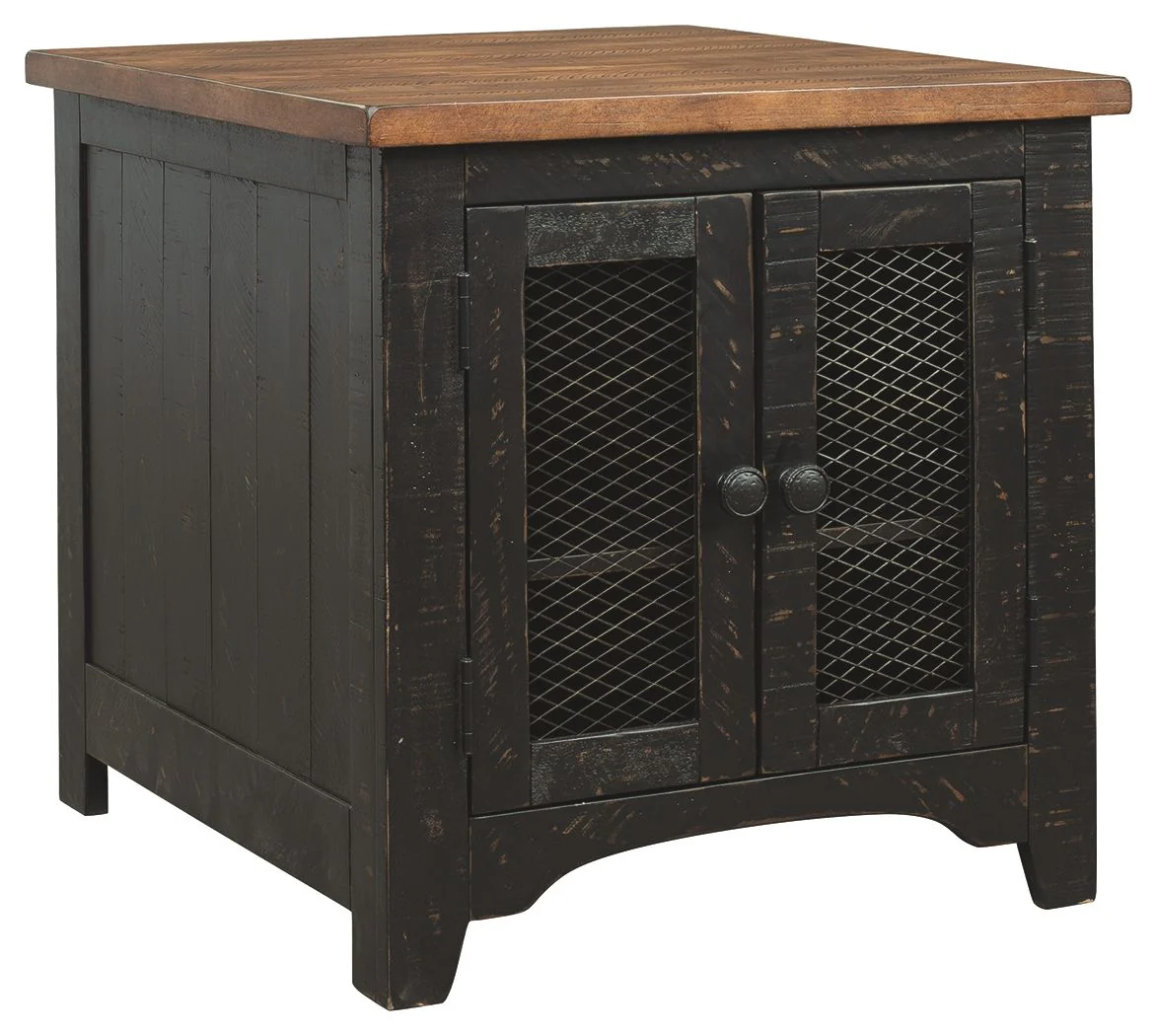 Valebeck – Rectangular End Table – Black / Brown