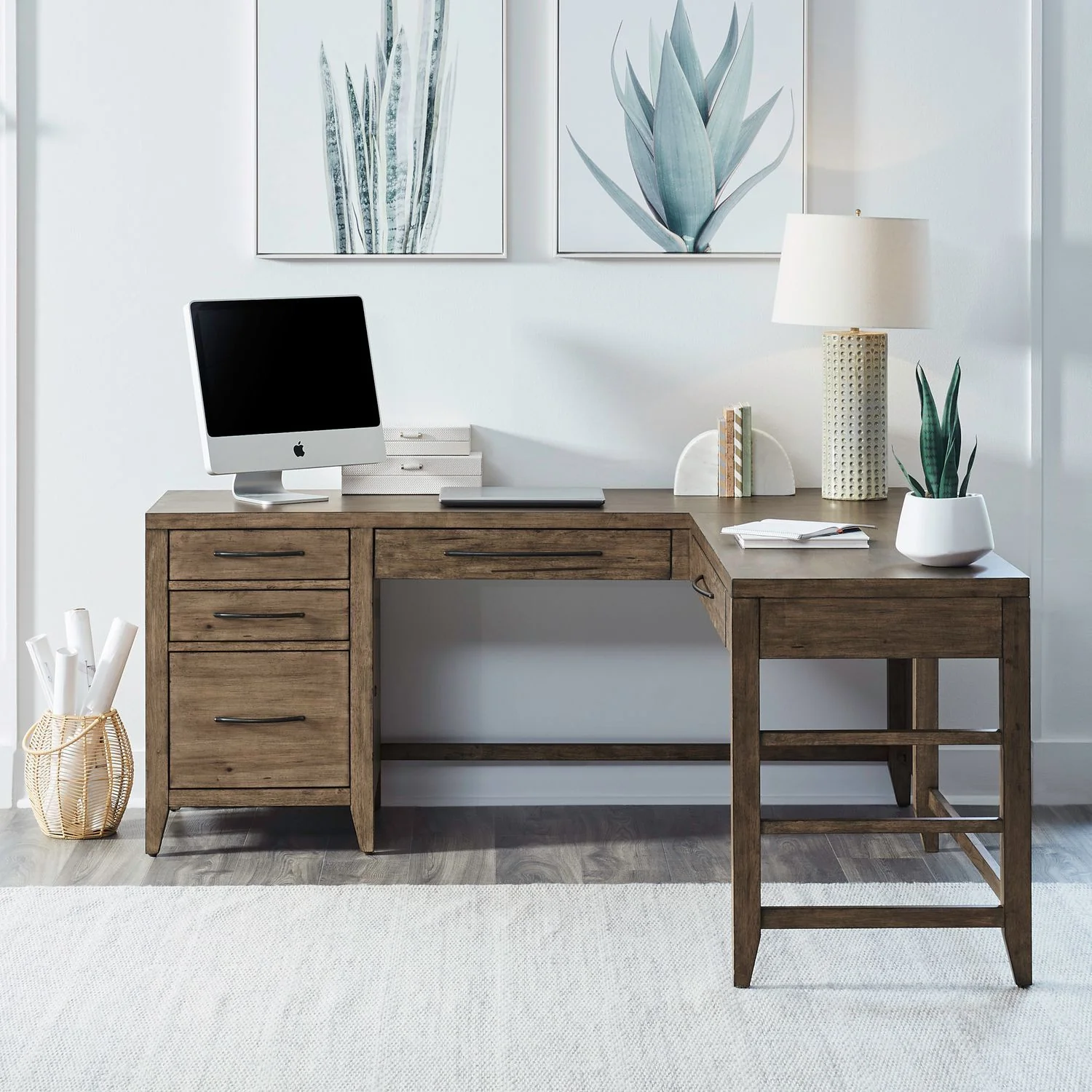 Shaker Lakes – L Shaped Desk Set – Harvest Brown