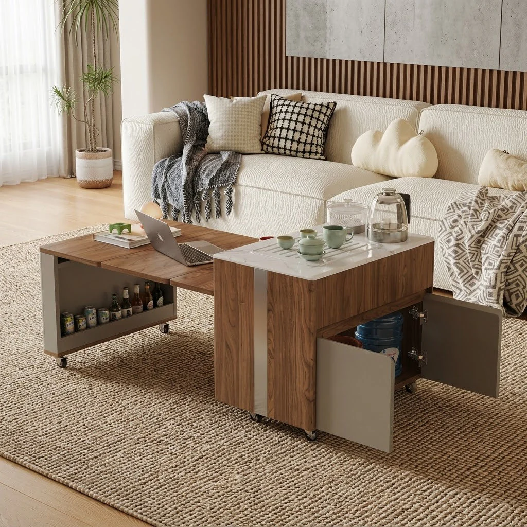 Japanese Minimalist Hidden Storage Coffee Table - Image 1