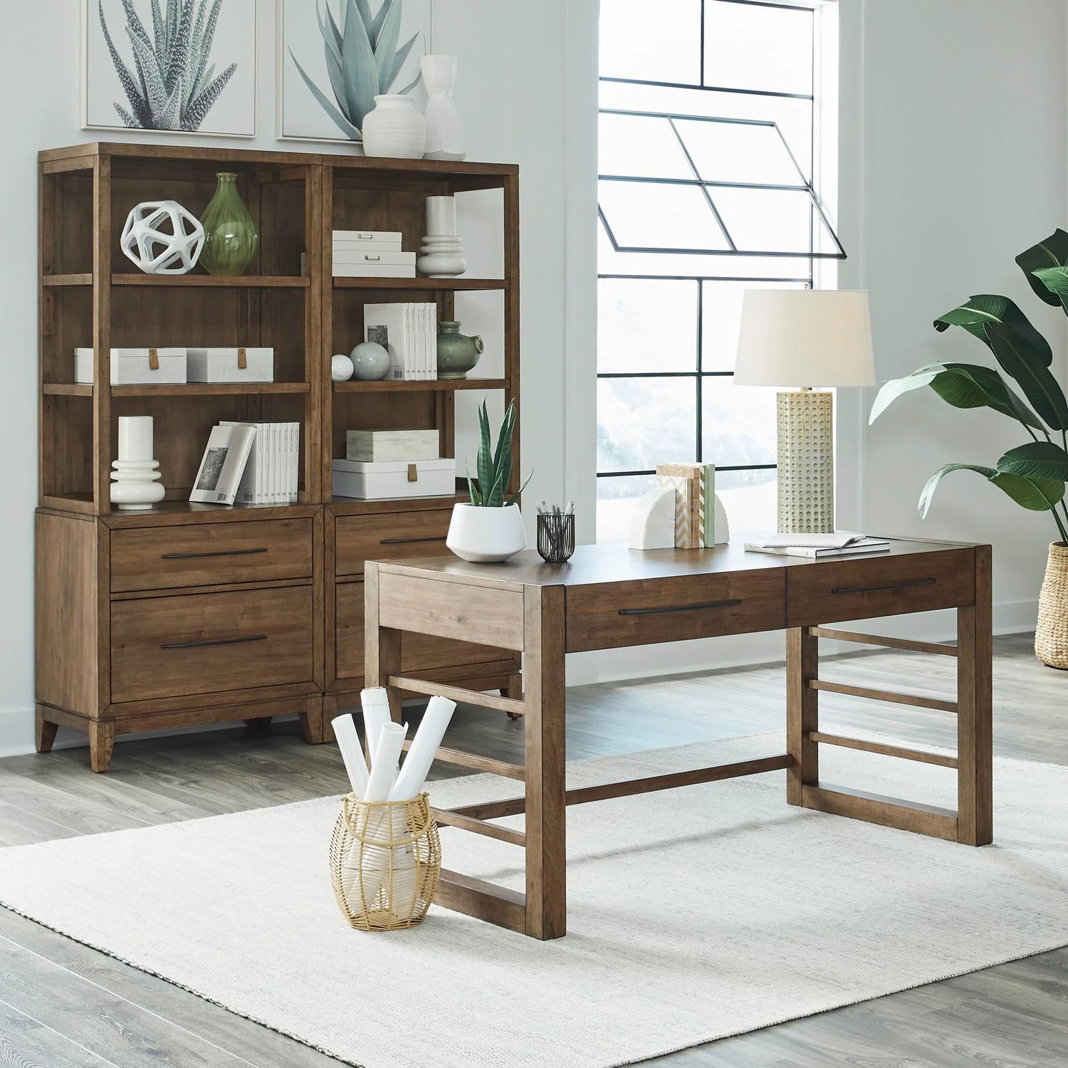Shaker Lakes – Opt Desk & Bookcase Set – Harvest Brown