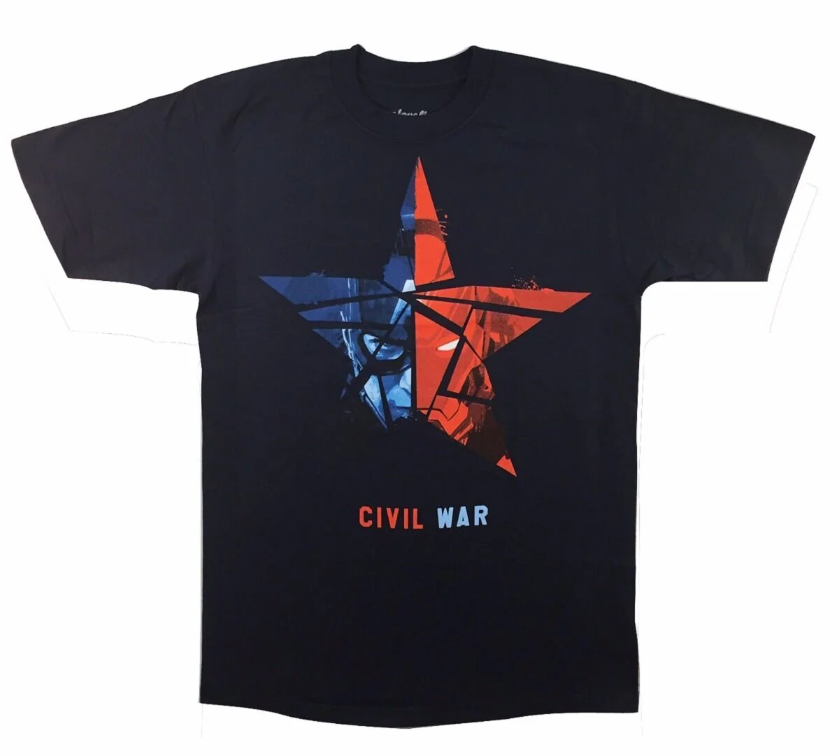 Captain America Civil War Red Blue Star Adult T-Shirt - Image 1