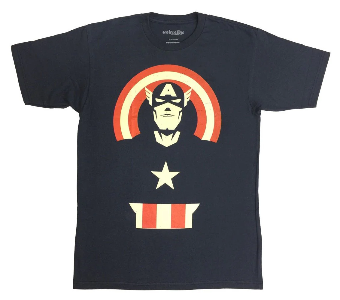 Captain America Minimal Marvel Comics Adult T-Shirt - Image 1