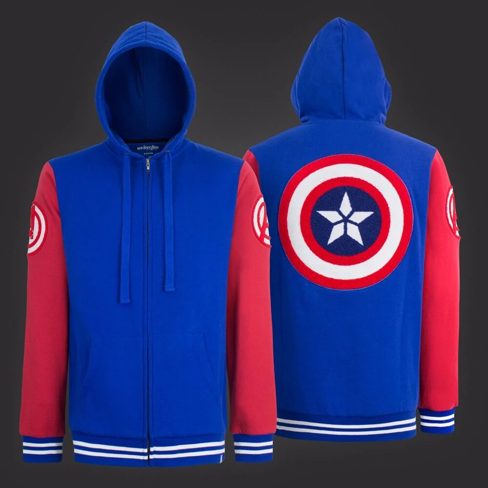 Captain America Shield Varsity Hoodie Adult Zip Up Hoodie - Image 2