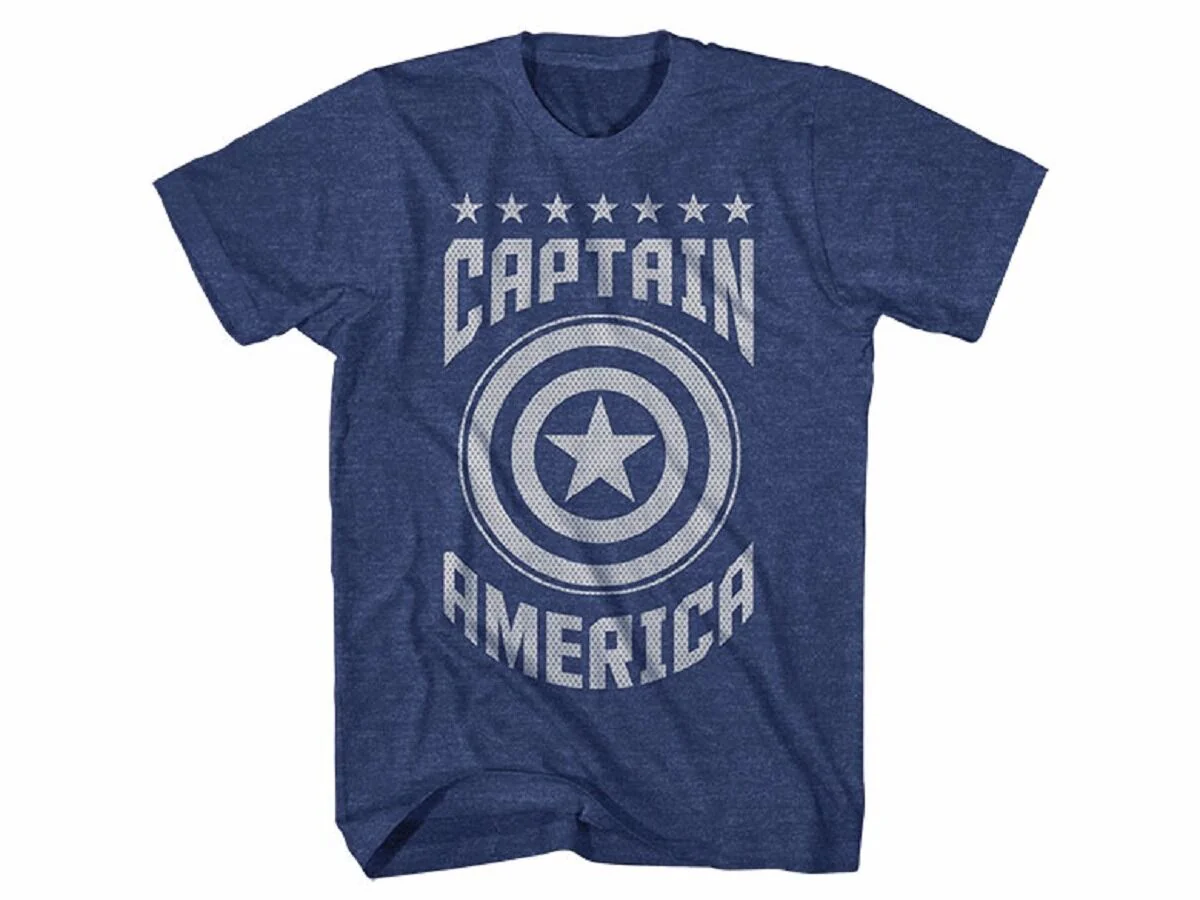 Captain America Varsity Logo Marvel Comics Adult T-Shirt - Image 1