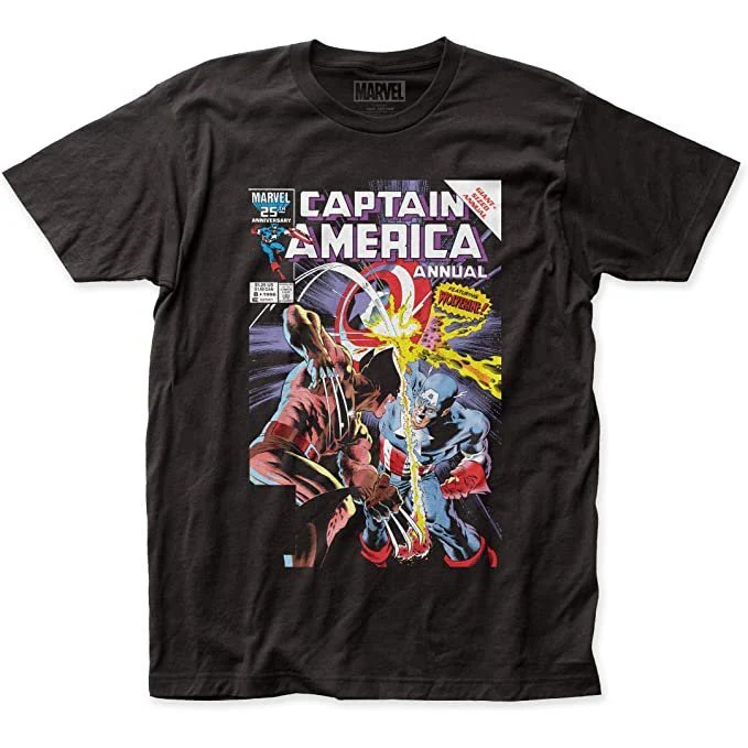 Captain America Vs Wolverine Marvel Comics Licensed Fitted Adult Unisex T-Shirt - Image 1