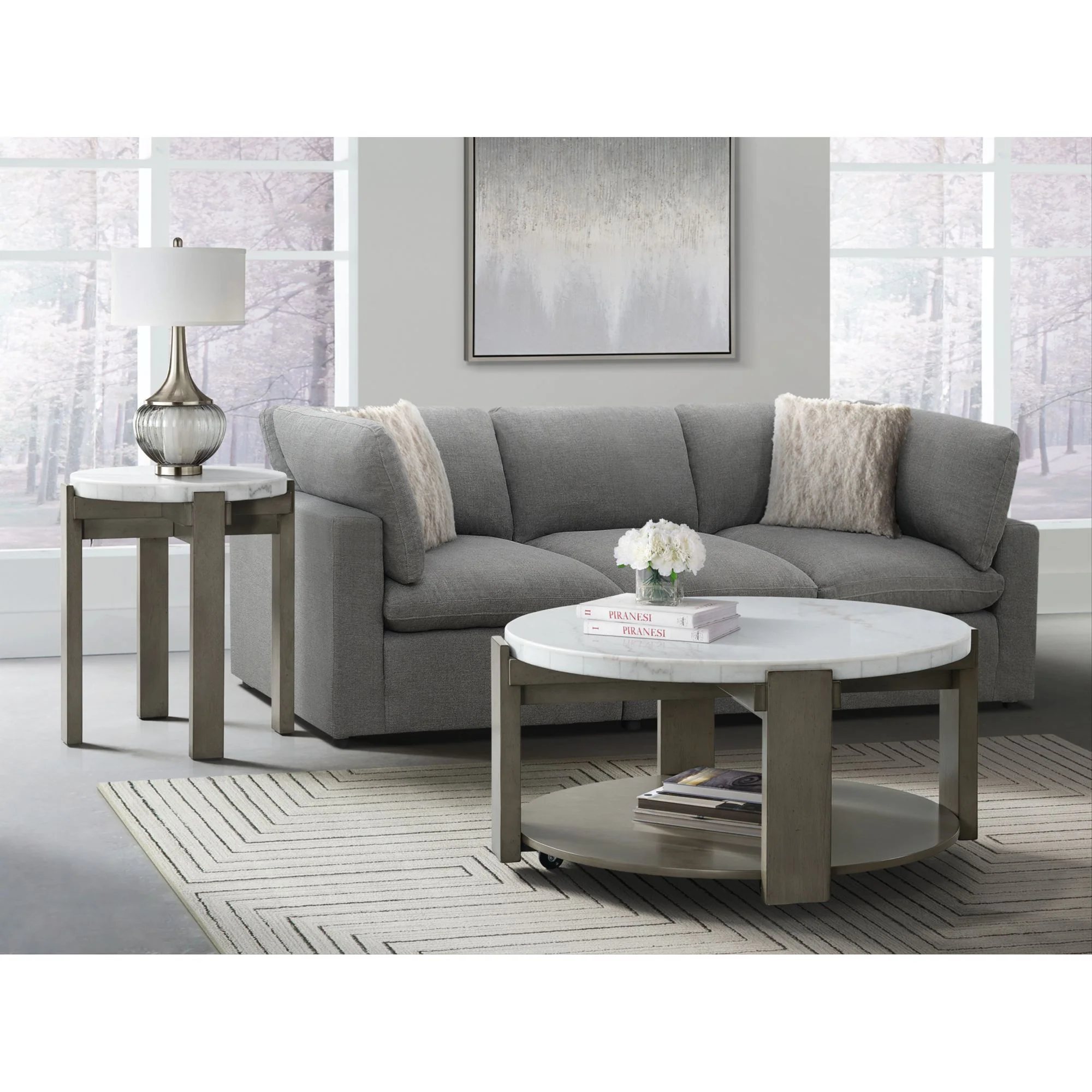 Rosamel - Round Coffee Table - Gray - Image 3