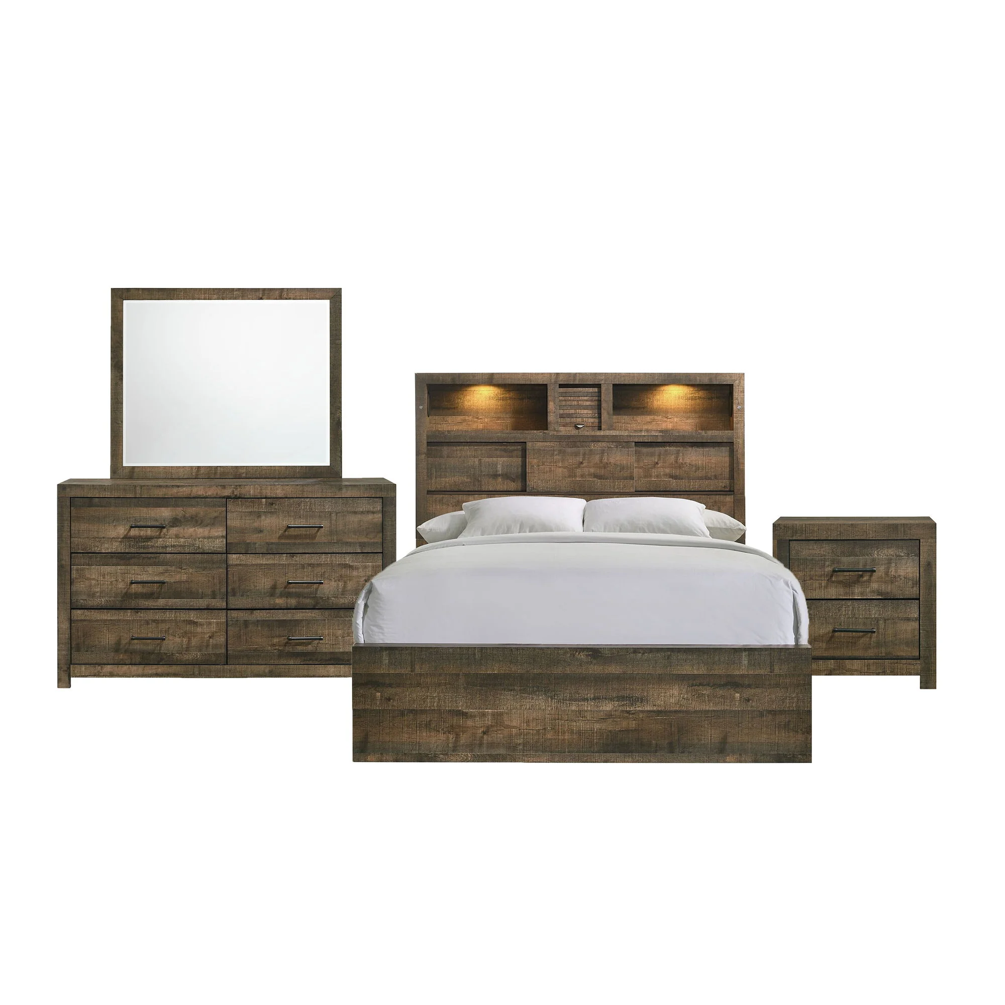 Bailey – Bookcase Panel Bedroom Set With Bluetooth