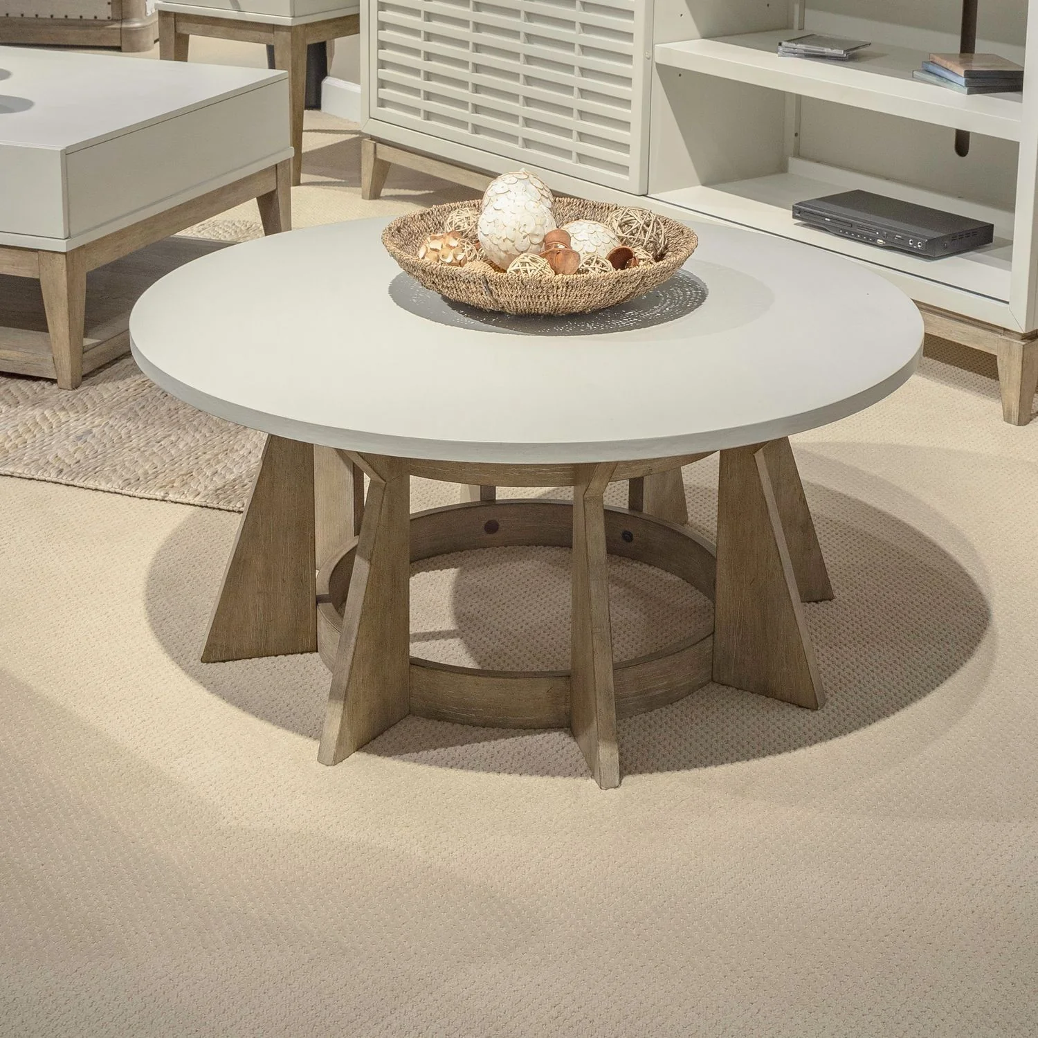 Berkley Square - Round Cocktail Table - Linen & Khaki - Image 1
