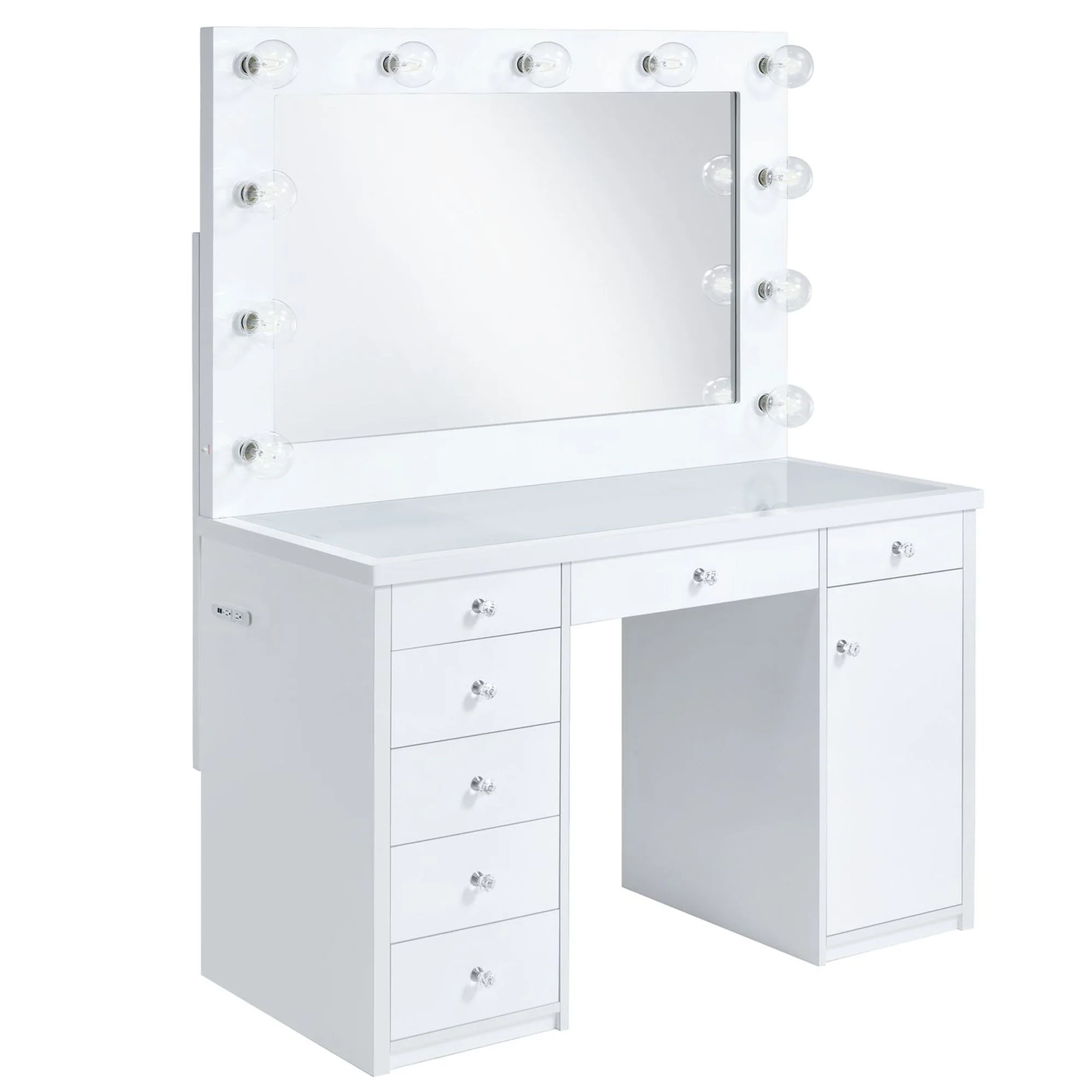 Amia – Complete Vanity With Lightbulbs – Glossy White