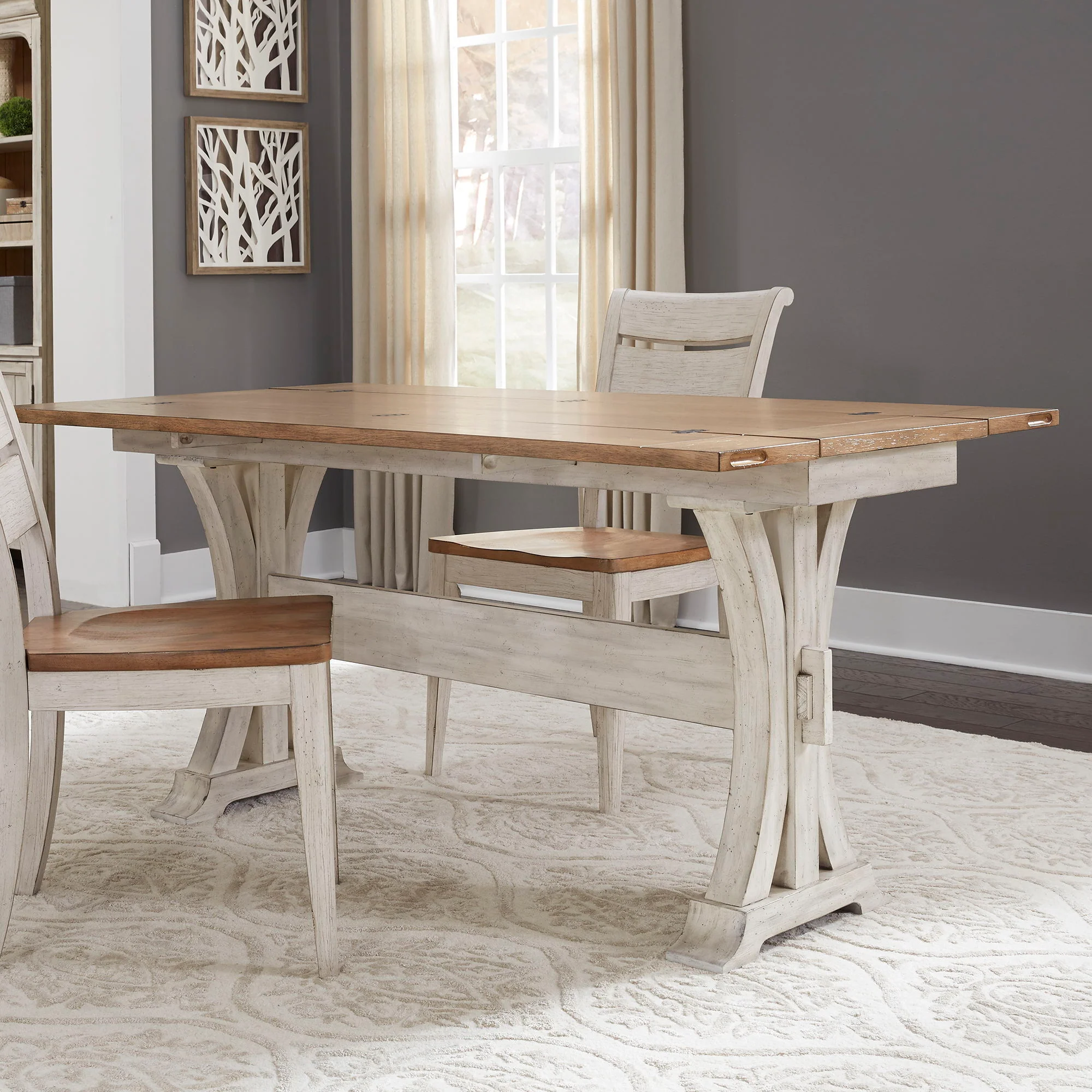 Farmhouse Reimagined - Flip Lid Sofa Table - Antique White / Chestnut Tops - Image 3