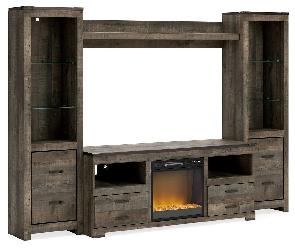 Trinell – 4-Piece Entertainment Center With TV Stand And Fireplace Insert