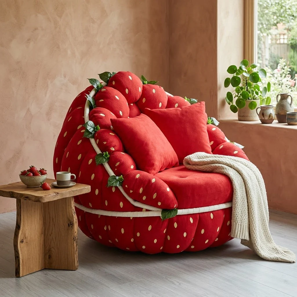 Strawberry Plush Lounge Sofa Chair - Image 3